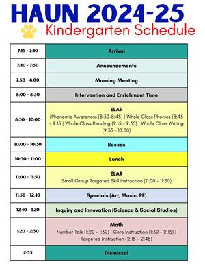 Kindergarten Schedule